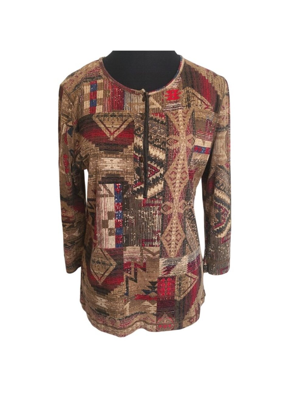LRL Lauren Jeans Blouse Aztec Shirt Women Large Western Cowgirl Designer Wear